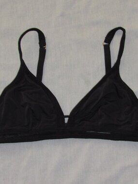 LIVELY Black Mesh Trim Bralette Bra sz Small No Wire Unlined